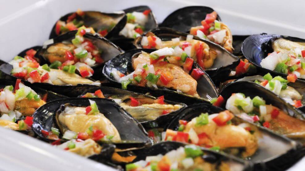 Aperitivos de baixa caloria: Mexilhões ao vinagrete